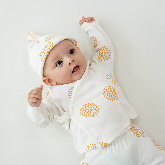 Baby Organic Long Sleeves Kimono Top in Dandelion Print by Le Petit Society