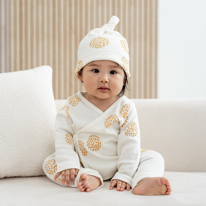 Baby Organic Long Sleeves Kimono Top in Dandelion Print by Le Petit Society — image 6