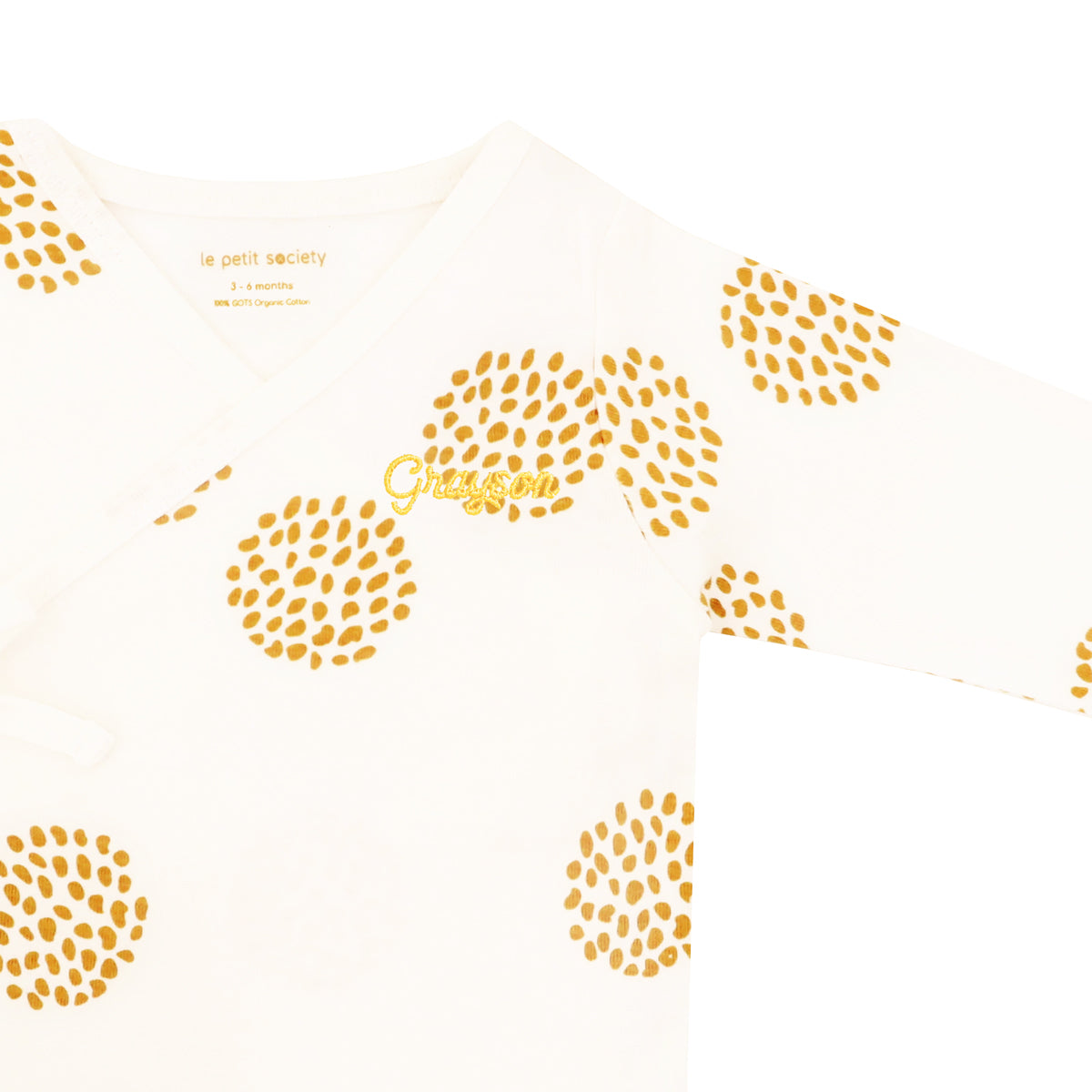 Baby Organic Long Sleeves Kimono Top in Dandelion Print by Le Petit Society — image 3