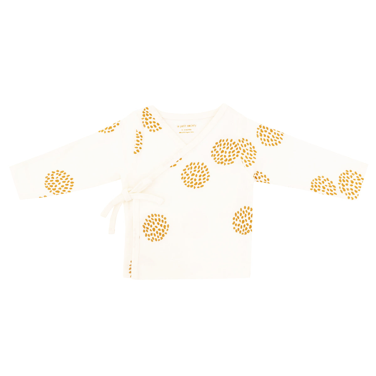 Baby Organic Long Sleeves Kimono Top in Dandelion Print by Le Petit Society — image 4