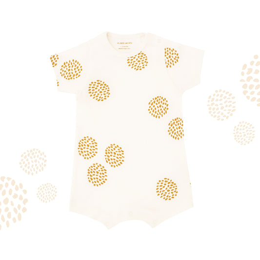 Baby Organic Short Sleeve Romper in Dandelion Print (Personalisable) by Le Petit Society