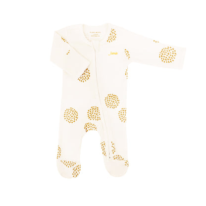 Baby Organic Zip Sleepsuit in Dandelion Print by Le Petit Society — image 4
