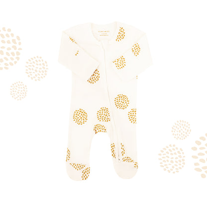 Baby Organic Zip Sleepsuit in Dandelion Print by Le Petit Society — image 2