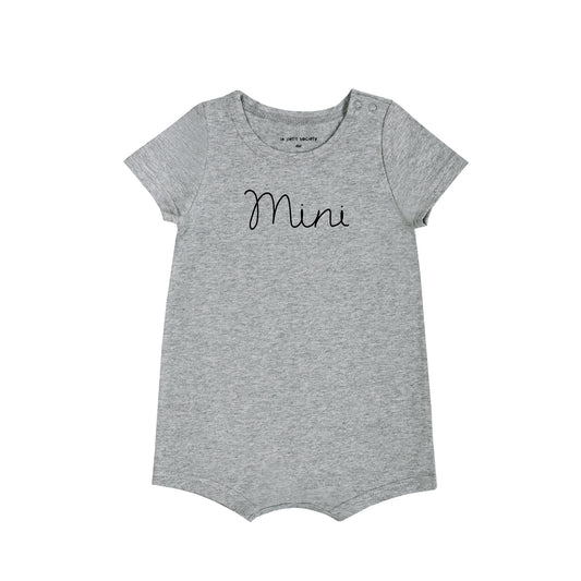Family Tees - Mini Baby Short Sleeves Romper in Dark Grey by Le Petit Society
