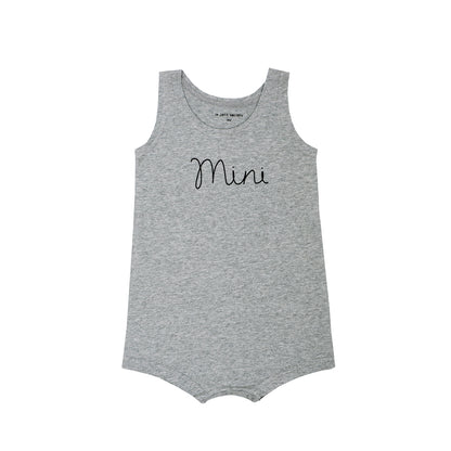 Family Tees - Mini Baby Sleeveless Romper in Dark Grey by Le Petit Society — image 2