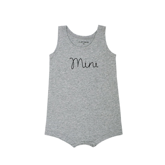 Family Tees - Mini Baby Sleeveless Romper in Dark Grey by Le Petit Society — image 2