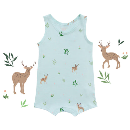 Baby Organic Sleeveless Romper in Deer Print (Personalisable) by Le Petit Society