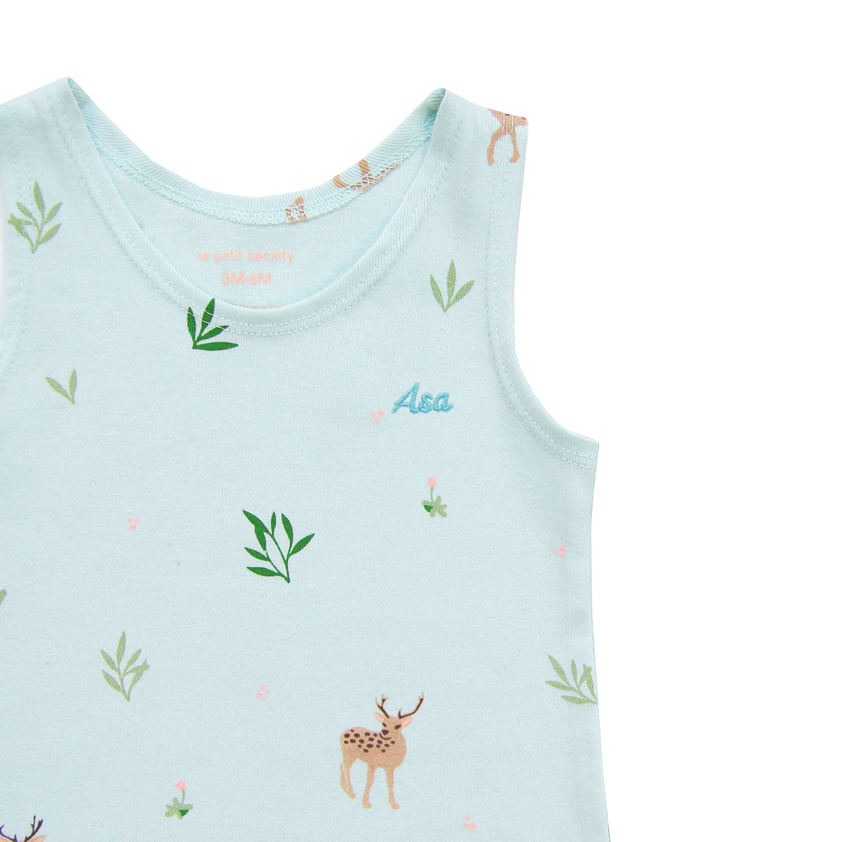 Baby Organic Sleeveless Romper in Deer Print (Personalisable) by Le Petit Society — image 5