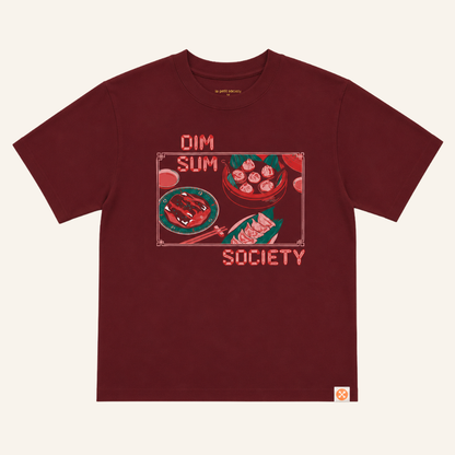 A Singapore Series - Dim Sum Society Adult Tee in Maroon by Le Petit Society