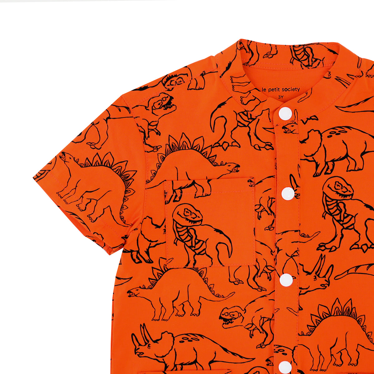 Made for Play - Kids Playsuit in Dino Sketch Print in Orange by Le Petit Society — image 4