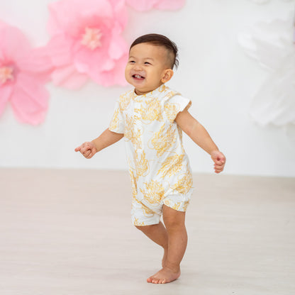 Dragon Series - Baby Boy Jersey Romper in Gold by Le Petit Society — image 6