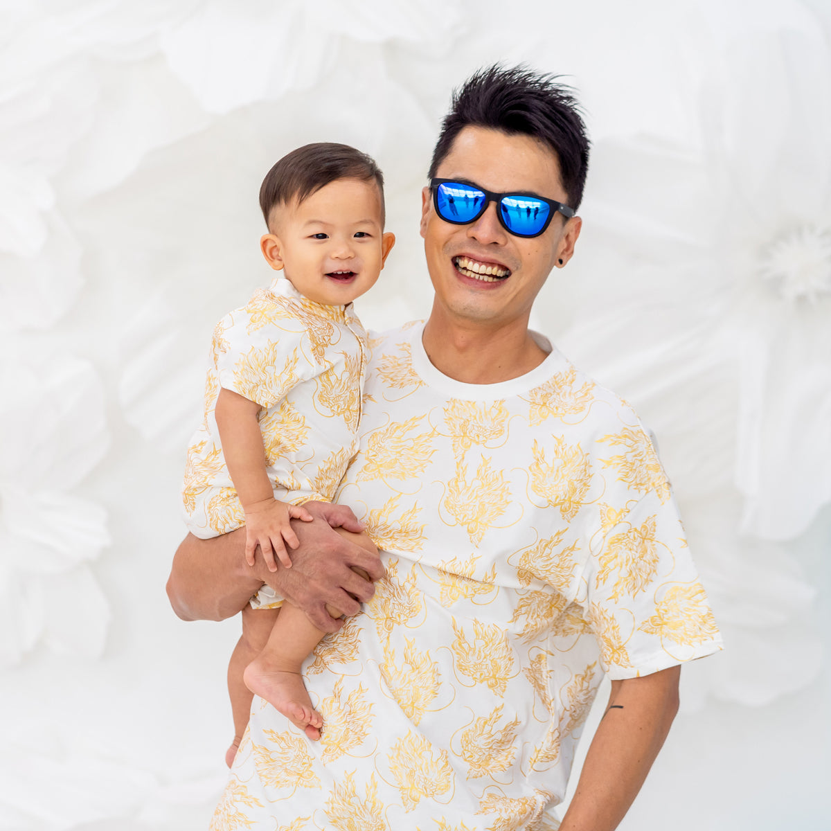 Dragon Series - Baby Boy Jersey Romper in Gold by Le Petit Society — image 5