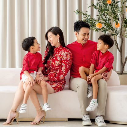 Dragon Series - Boys Long Sleeves Shirt in Red by Le Petit Society — image 4