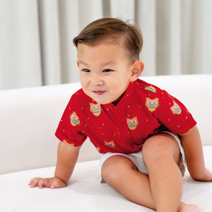 Dragon Series - Boys Shirt in Red Dragon Print by Le Petit Society — image 6
