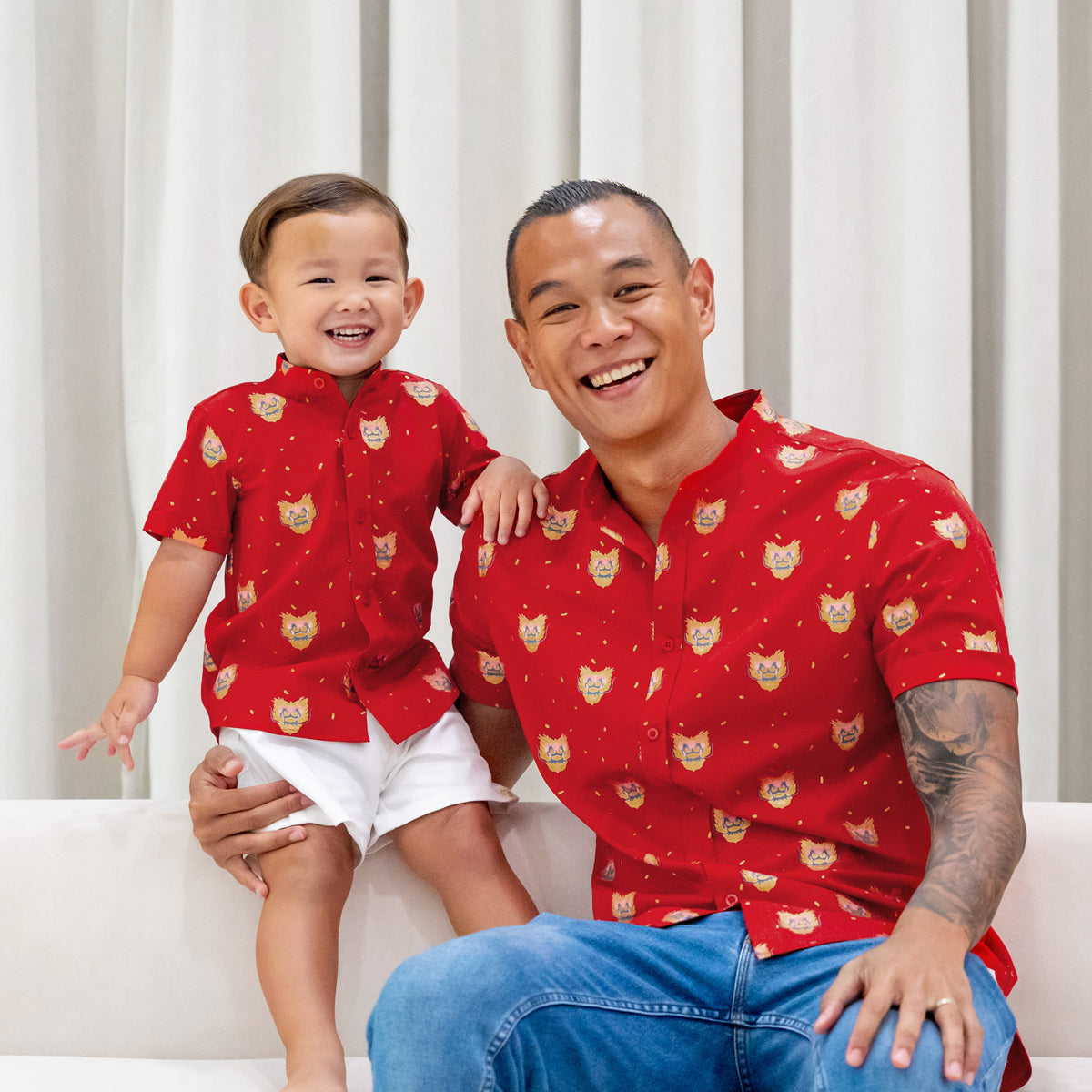 Dragon Series - Boys Shirt in Red Dragon Print by Le Petit Society — image 3