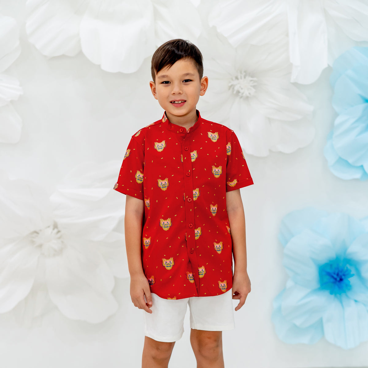 Dragon Series - Boys Shirt in Red Dragon Print by Le Petit Society — image 7