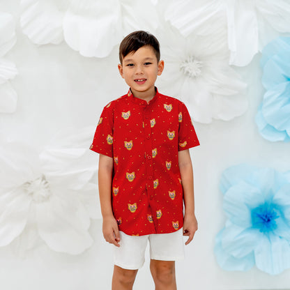 Dragon Series - Boys Shirt in Red Dragon Print by Le Petit Society — image 7
