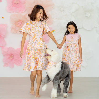 Dragon Series - Girls Ruffle Tulle Dress in Pink Floral Print by Le Petit Society — image 3