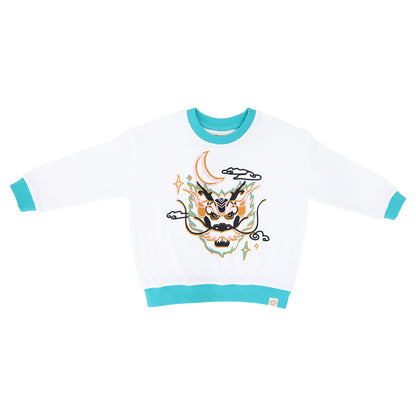 Dragon Streetwear - Kids Jersey Pullover Tee in White Dragon by Le Petit Society — image 6