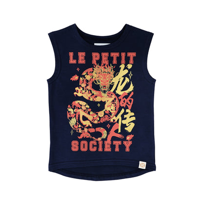Dragon Streetwear - Kids Tank in Navy Dragon by Le Petit Society — image 7