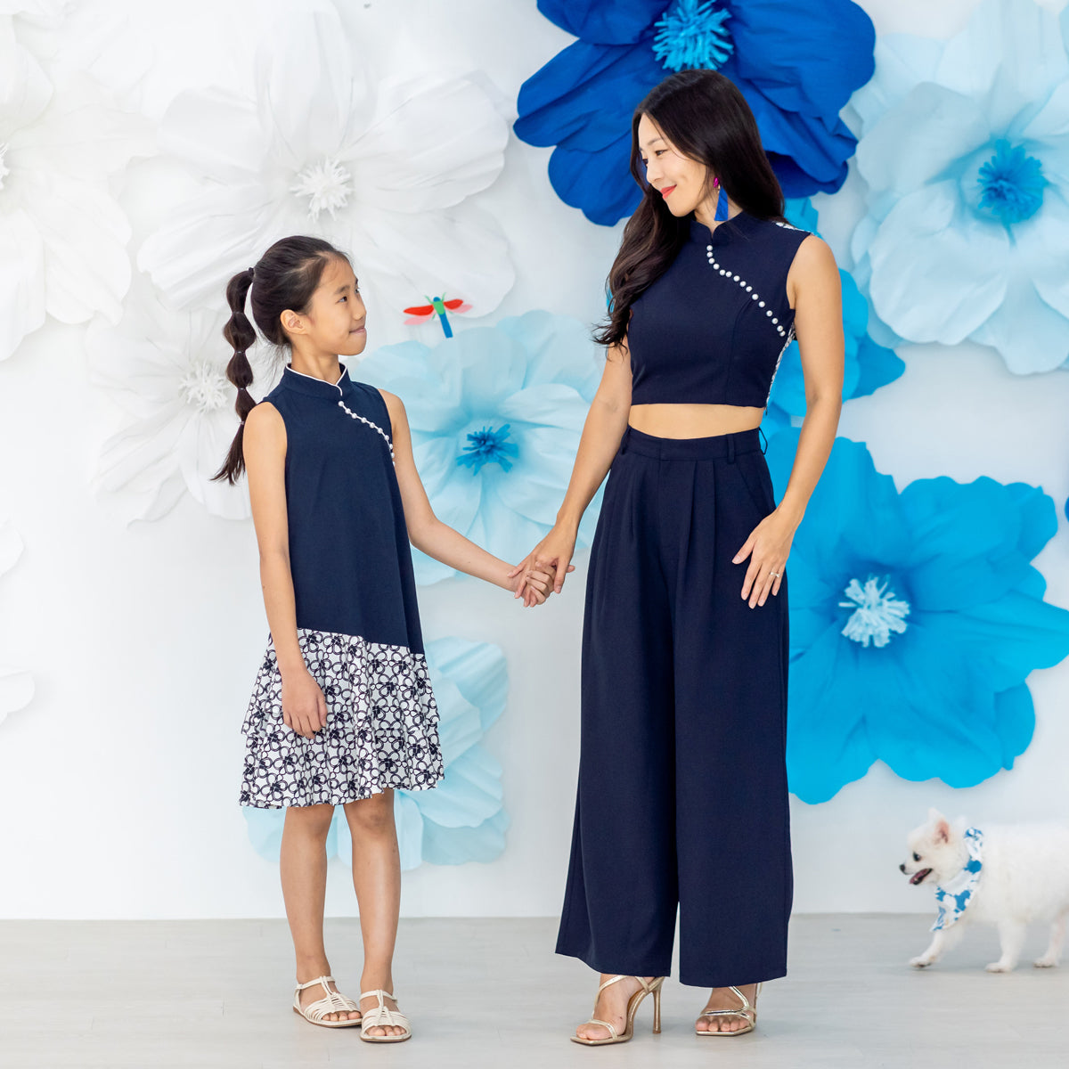 Dragon Series - Ladies High Waist Pants in Navy by Le Petit Society — image 3