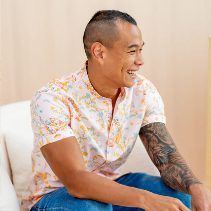 Dragon Series - Men’s Shirt in Pink Floral Print - Classic Fit by Le Petit Society — image 13