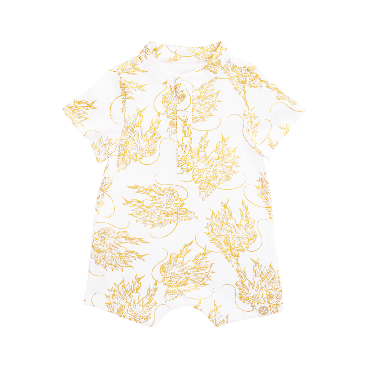 Dragon Series - Baby Boy Jersey Romper in Gold by Le Petit Society — image 4