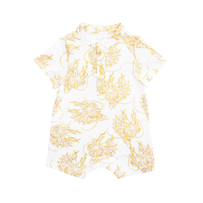 Dragon Series - Baby Boy Jersey Romper in Gold by Le Petit Society — image 4