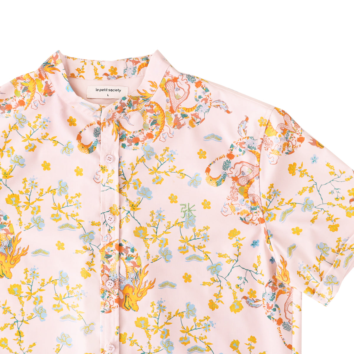 Dragon Series - Men’s Shirt in Pink Floral Print - Classic Fit by Le Petit Society — image 3