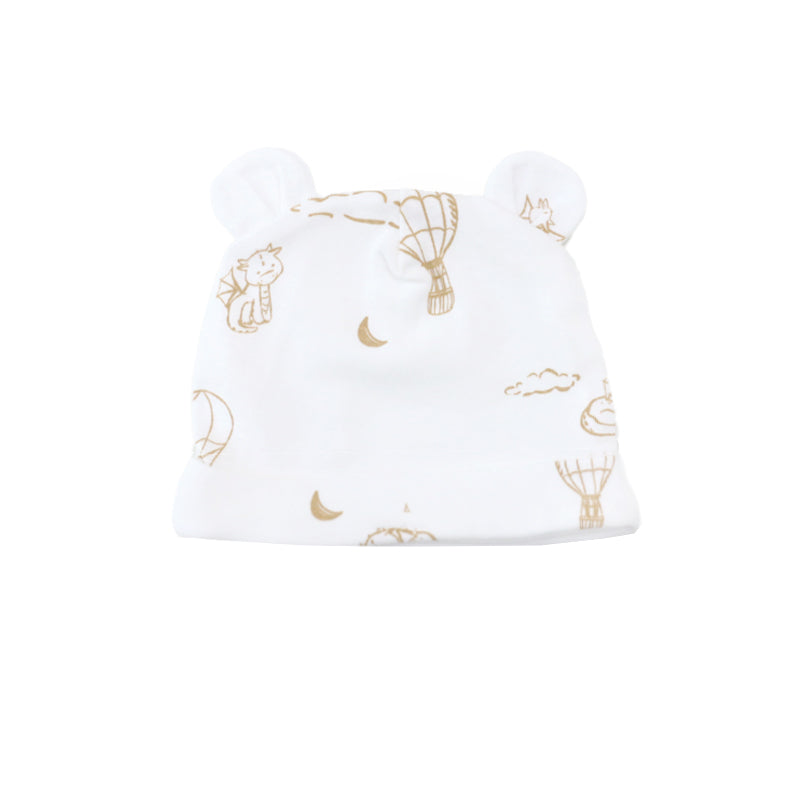 Baby Organic Bear Hat in Dreamy Dragon - White by Le Petit Society — image 3