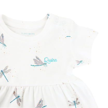 Baby Girl Organic Dress in Dragonfly Print by Le Petit Society — image 3