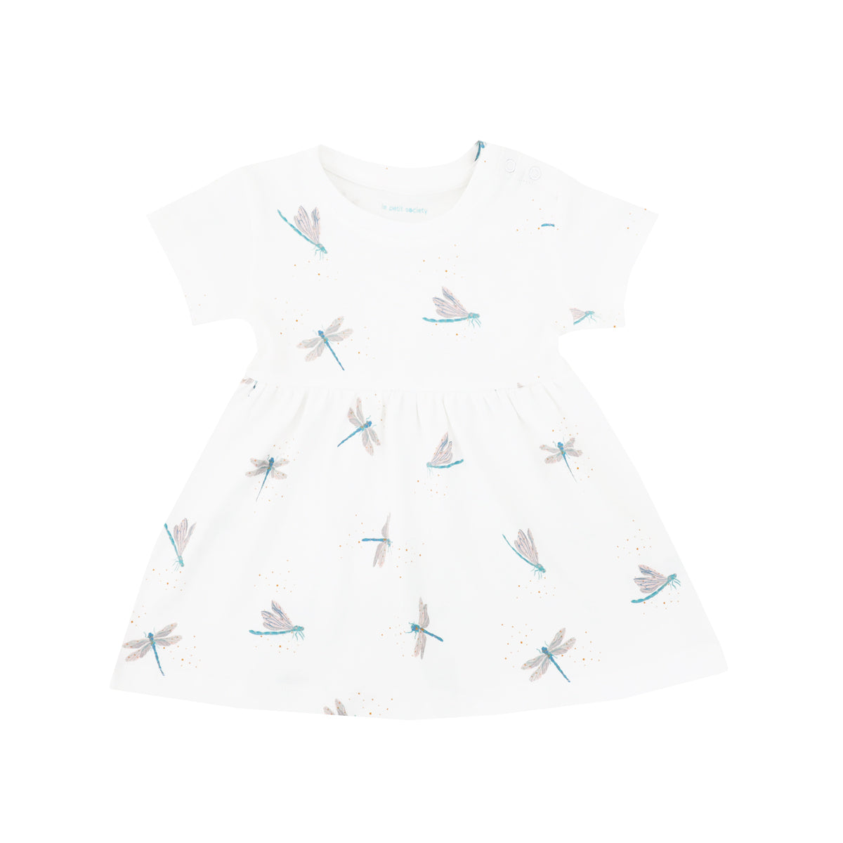 Baby Girl Organic Dress in Dragonfly Print by Le Petit Society — image 10