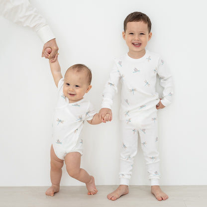 Kids Long Sleeve Organic Pyjamas Set in Dragonfly Print by Le Petit Society — image 8