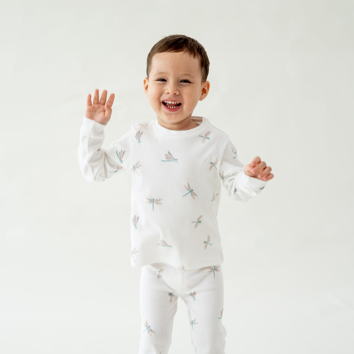 Kids Long Sleeve Organic Pyjamas Set in Dragonfly Print by Le Petit Society — image 6