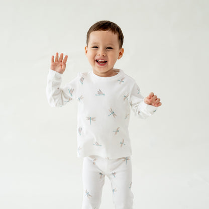 Kids Long Sleeve Organic Pyjamas Set in Dragonfly Print by Le Petit Society — image 6