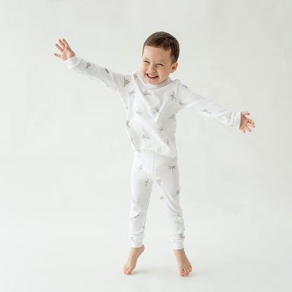 Kids Long Sleeve Organic Pyjamas Set in Dragonfly Print by Le Petit Society — image 5