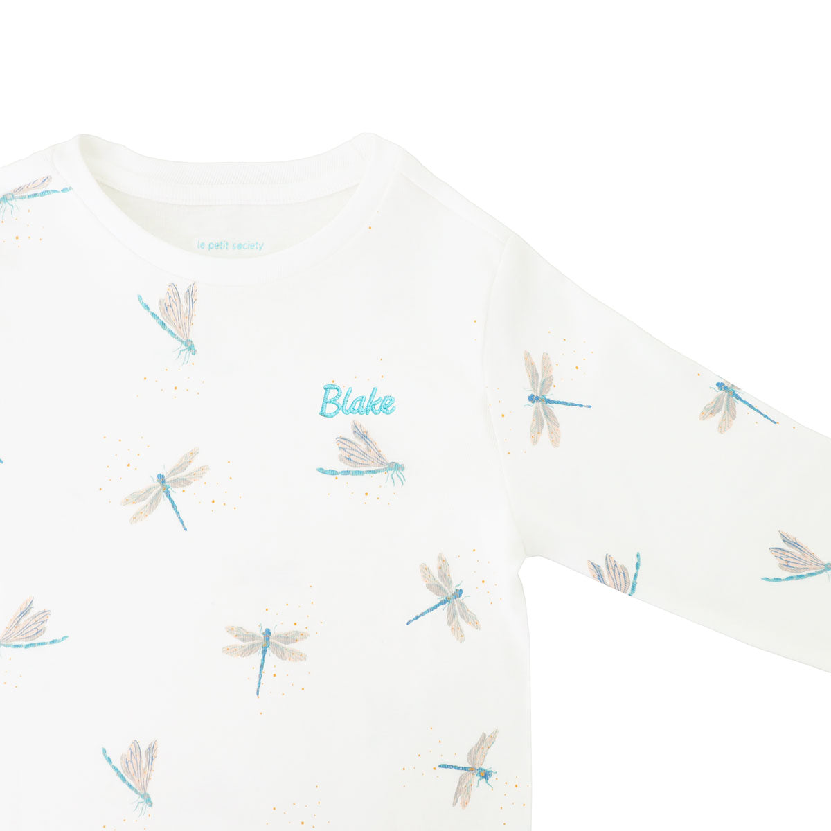 Kids Long Sleeve Organic Pyjamas Set in Dragonfly Print by Le Petit Society — image 4