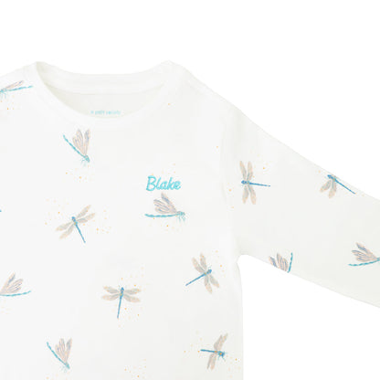 Kids Long Sleeve Organic Pyjamas Set in Dragonfly Print by Le Petit Society — image 4