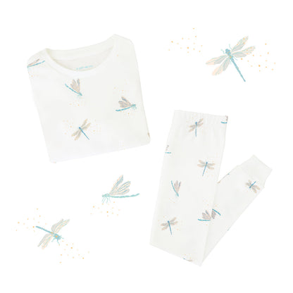 Kids Long Sleeve Organic Pyjamas Set in Dragonfly Print by Le Petit Society — image 17