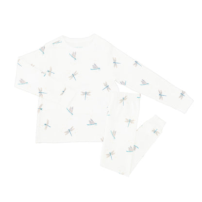 Kids Long Sleeve Organic Pyjamas Set in Dragonfly Print by Le Petit Society — image 9