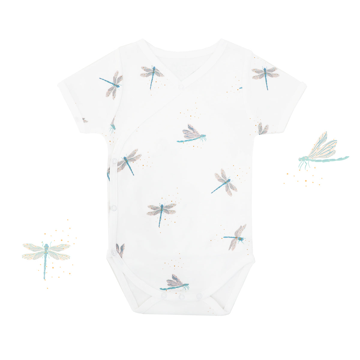 Baby Organic Kimono Romper in Dragonfly Print by Le Petit Society — image 12