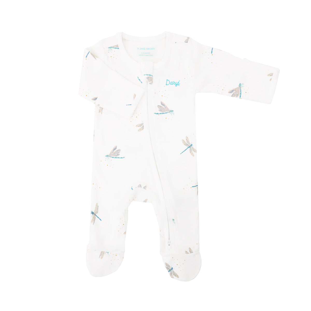 Baby Organic Zip Sleepsuit with Foldable Mittens & Footies in Dragonfly by Le Petit Society — image 16