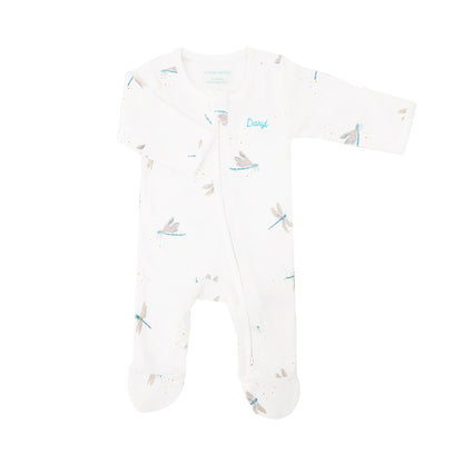 Baby Organic Zip Sleepsuit with Foldable Mittens & Footies in Dragonfly by Le Petit Society — image 17