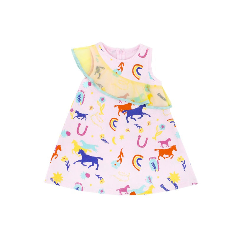 Le Petit Society x Sheila - Baby Girl Dress in Rainbow Horses Print — image 7