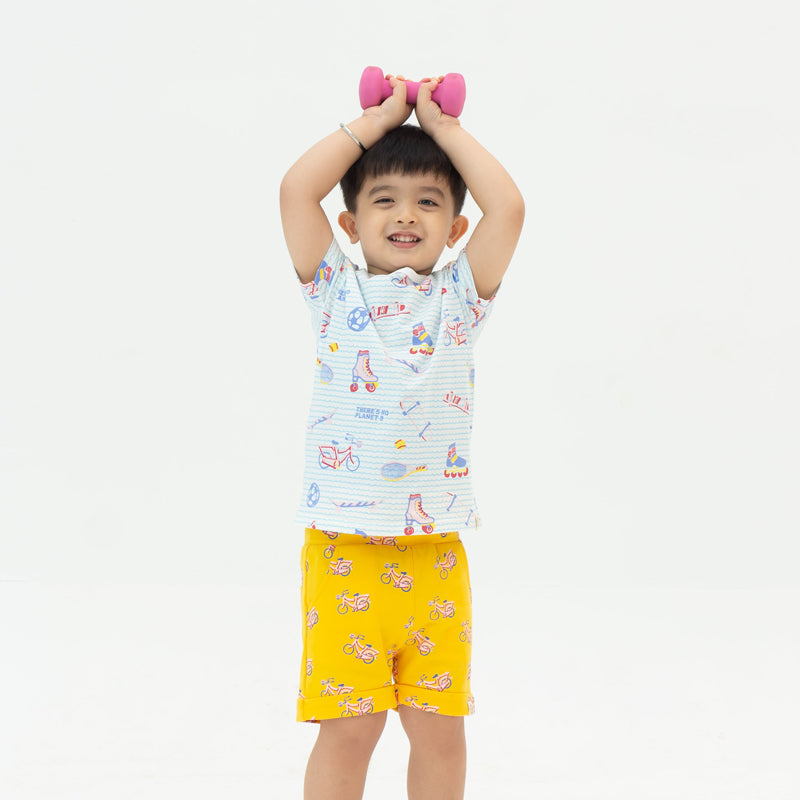 Made For Play - Kids Terry Shorts in Bike Print by Le Petit Society — image 4