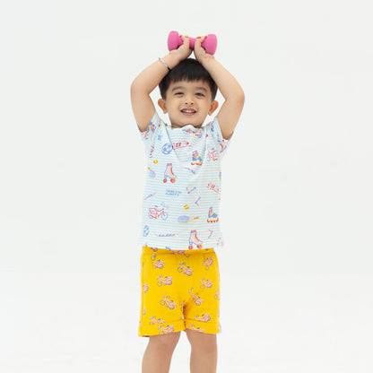 Made For Play - Kids Terry Shorts in Bike Print by Le Petit Society — image 4