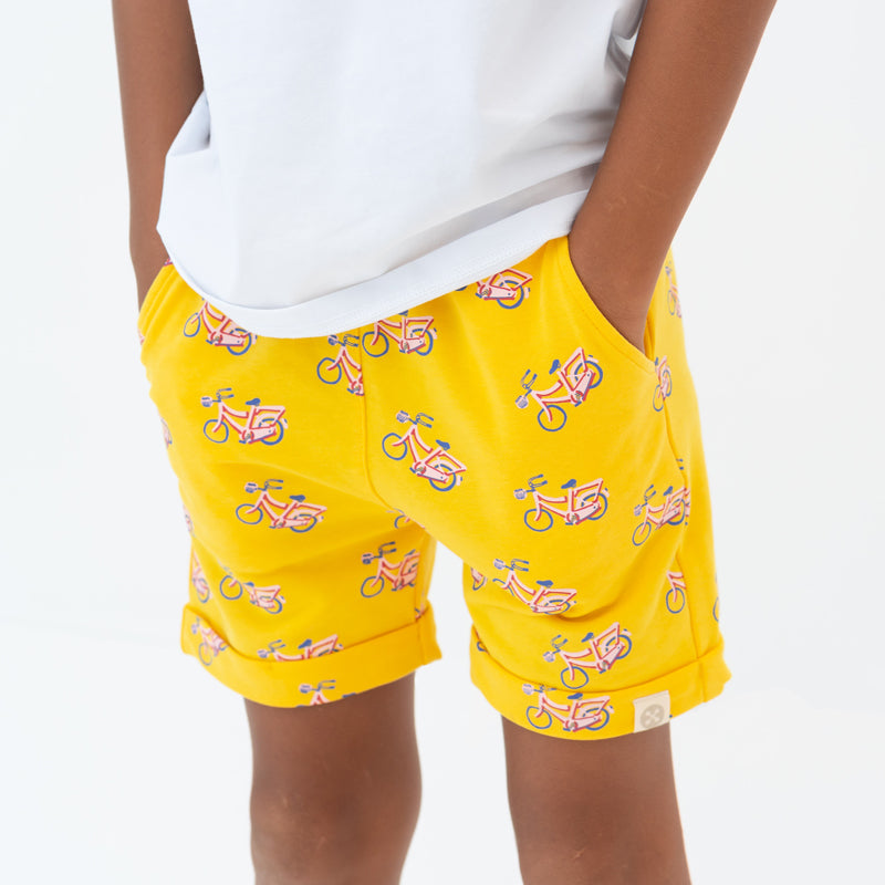 Made For Play - Kids Terry Shorts in Bike Print by Le Petit Society