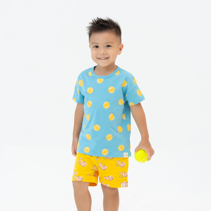 Made For Play - Kids Terry Shorts in Bike Print by Le Petit Society — image 3