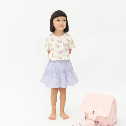 Resort Series - Girls Tiered Skirt in Purple Gingham by Le Petit Society