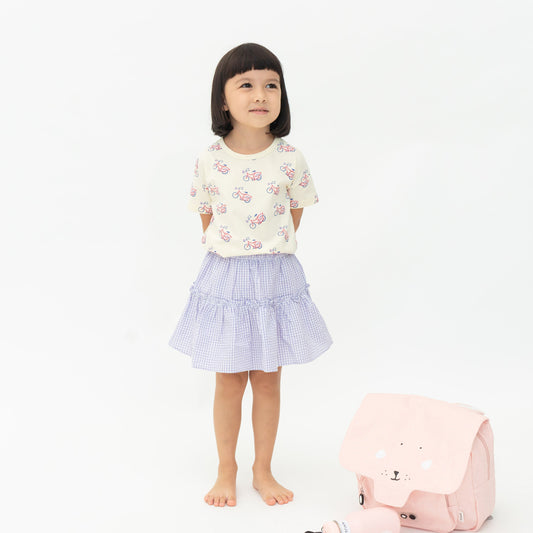 Resort Series - Girls Tiered Skirt in Purple Gingham by Le Petit Society